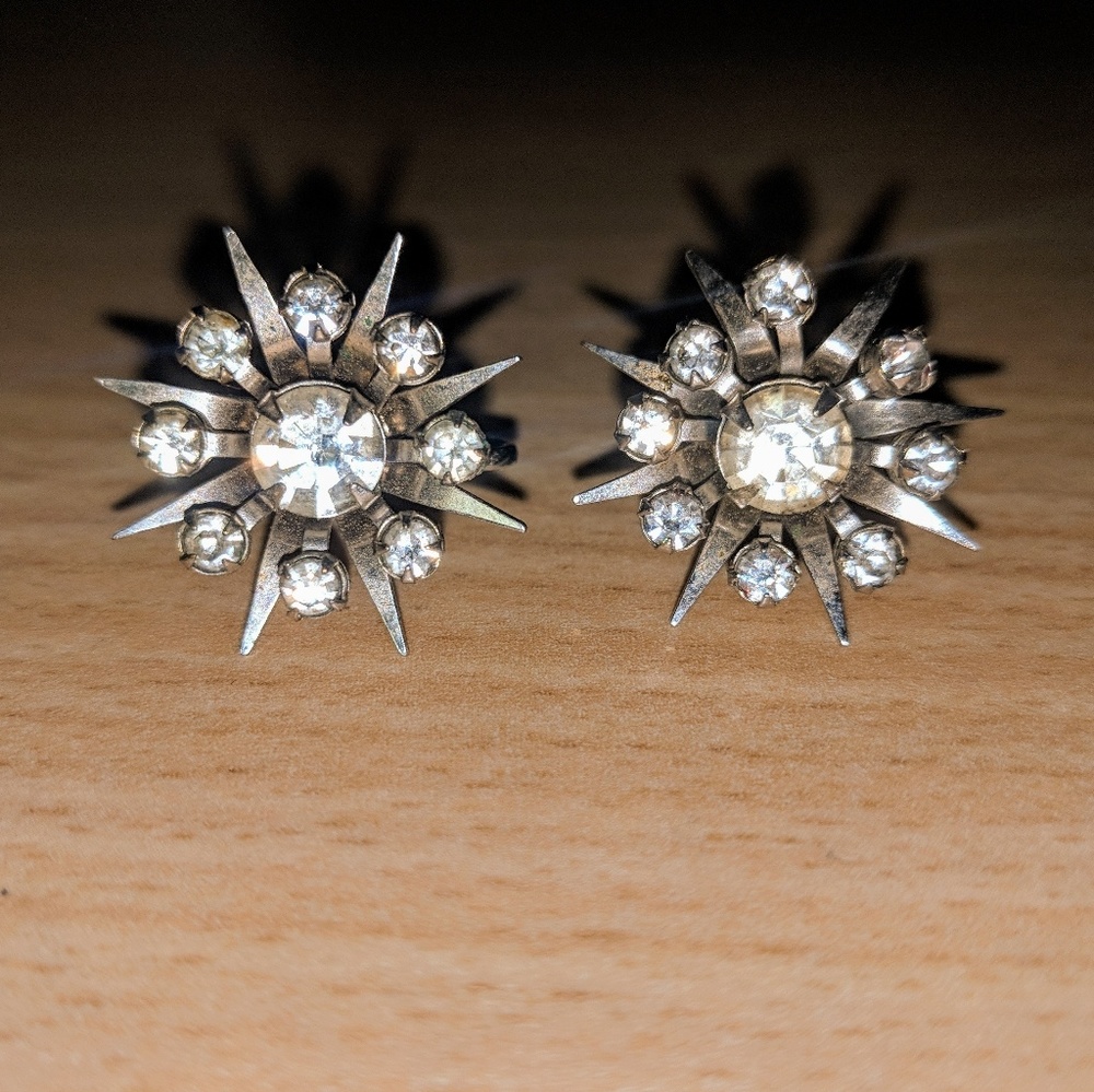 Vintage C.N. Crystal Starburst Earrings